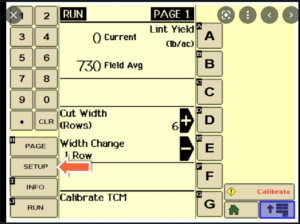 cotton picker yield monitor screen
